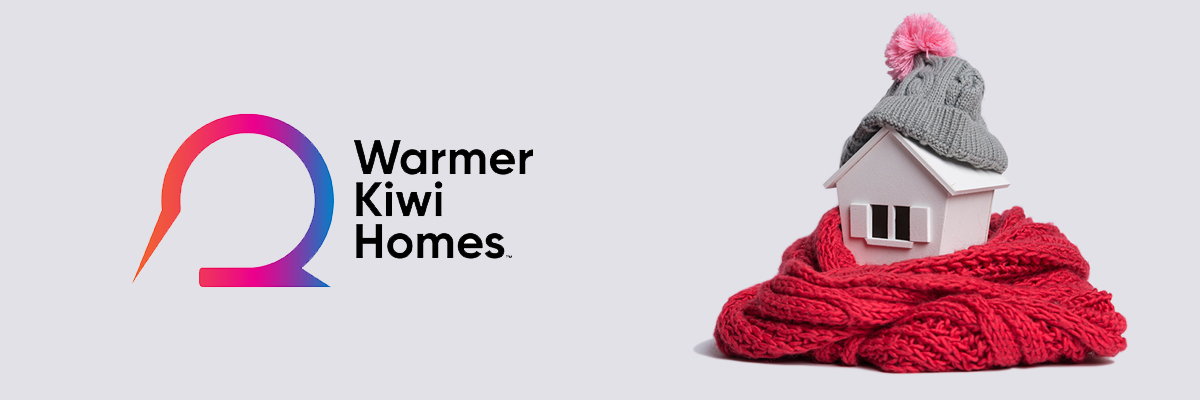 warmer kiwi homes program header with house wrapped in beanie and scarf