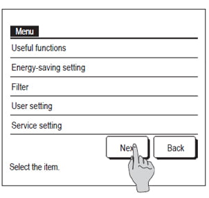 wired controller showing useful functions screen for timer