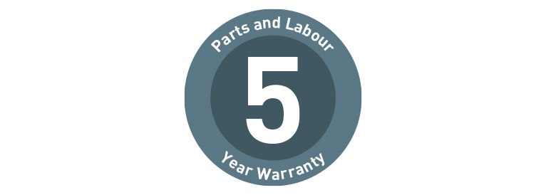 5 years parts and labour warranty for split system heat pumps