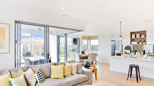 ducted heat pump installed into a common living and lounge area